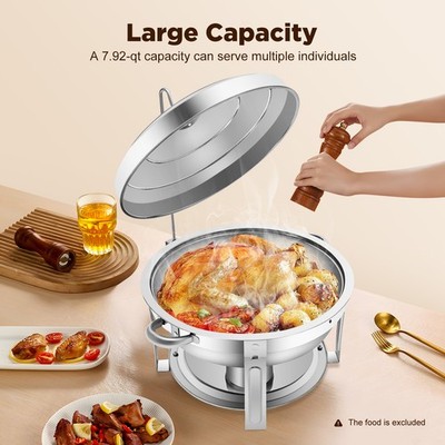 7.5 Liter Rund Chafing Dish Edelstahl Speisenwärmer Wärmebehälter Buffet Party
