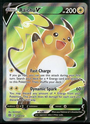 Raichu V 158/172 Ultra Rare Brilliant Stars Pokemon Holo Near Mint