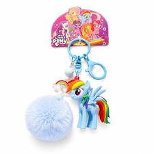 My Little Pony Blue Pony Keychain Pom Pom Bag Charm Cute Key Ring Gift