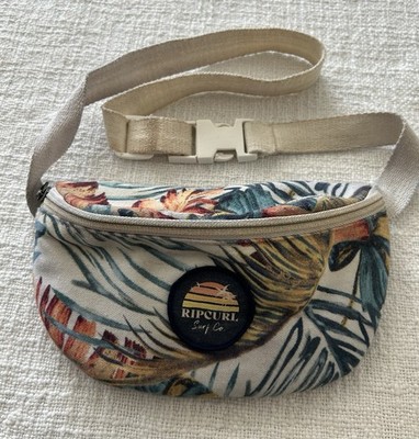 Rip Curl Fanny Pack Shoulder Bag Purse Hawaiian Floral White Strap