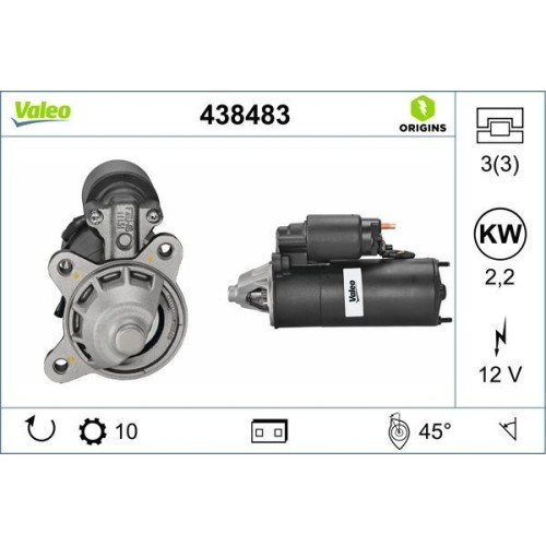 Démarreur Valeo 438483 Origins pour moteur Ford essence