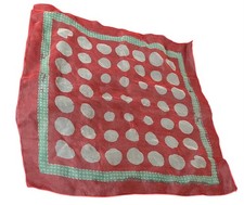 Vtg Sheer Chiffon Nylon SCARF Red Green White Polka Dots Scarf MCM 26  Sq