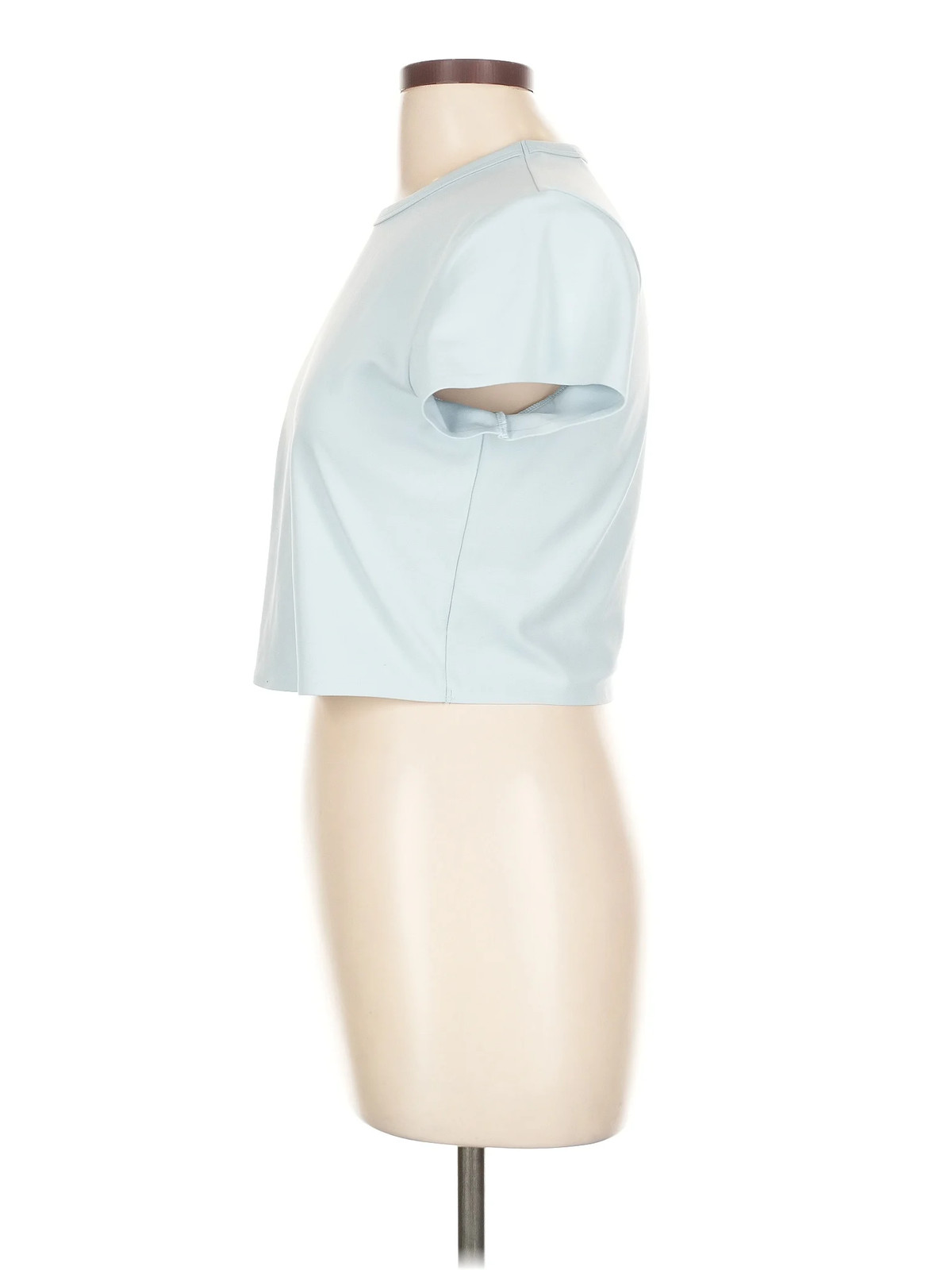 Uniqlo Women Blue Short Sleeve T-Shirt L thumbnail 4