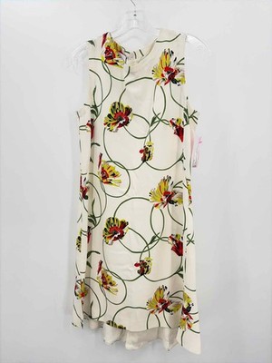 Pre-Owned Akris Punto White Size 6 Floral Knee Length Sleeveless Dress