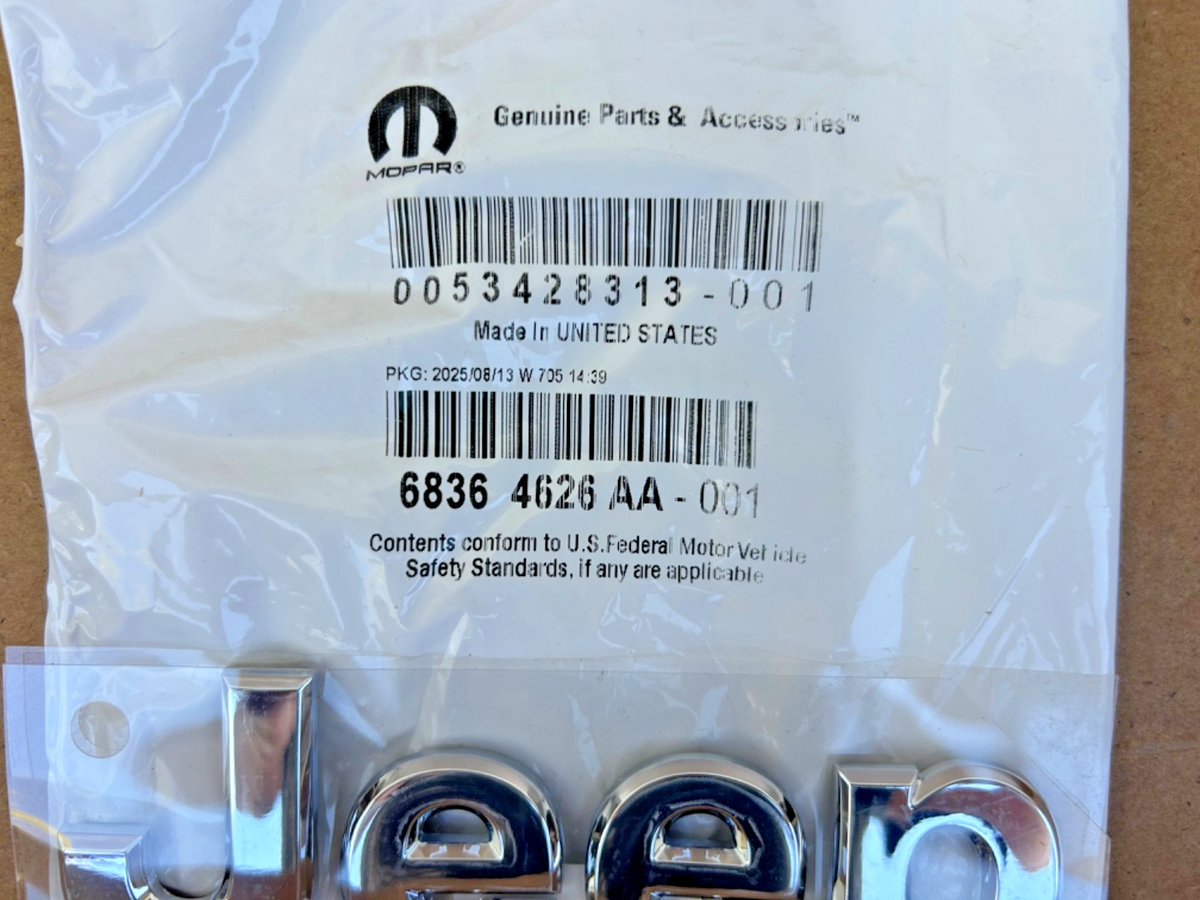 Genuine 05 - 18 Jeep Wrangler OEM NEW Hood Emblem Logo Chrome