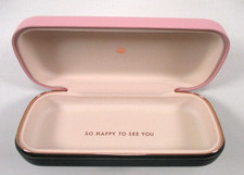Kate Spade New York Glasses Case Pink Green Hard Shell "So Happy to See You"
