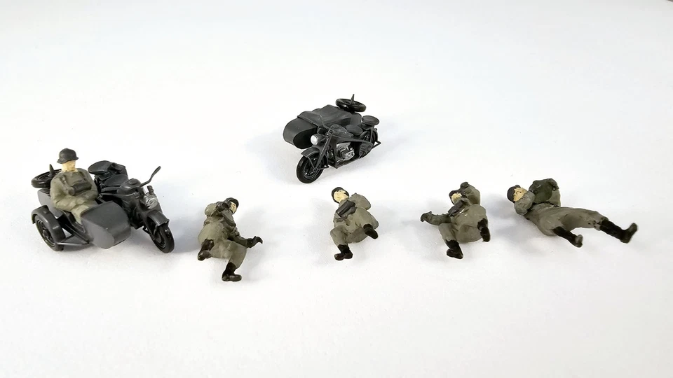 Preiser Military 1:87. 2 Zündapp KS 750 w/sidecar and 5 figures painted - Imagen 3 de 3