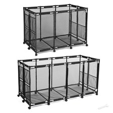 AplusChoice 2 Pack Pool Toy Storage Bin Mesh Basket with Wheels Metal Frame