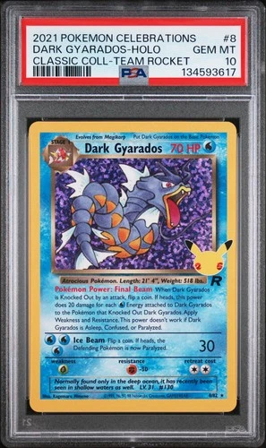 2021 POKEMON CELEBRATIONS CLASSIC COLLECTION #8 DARK GYARADOS-HOLO PSA 10
