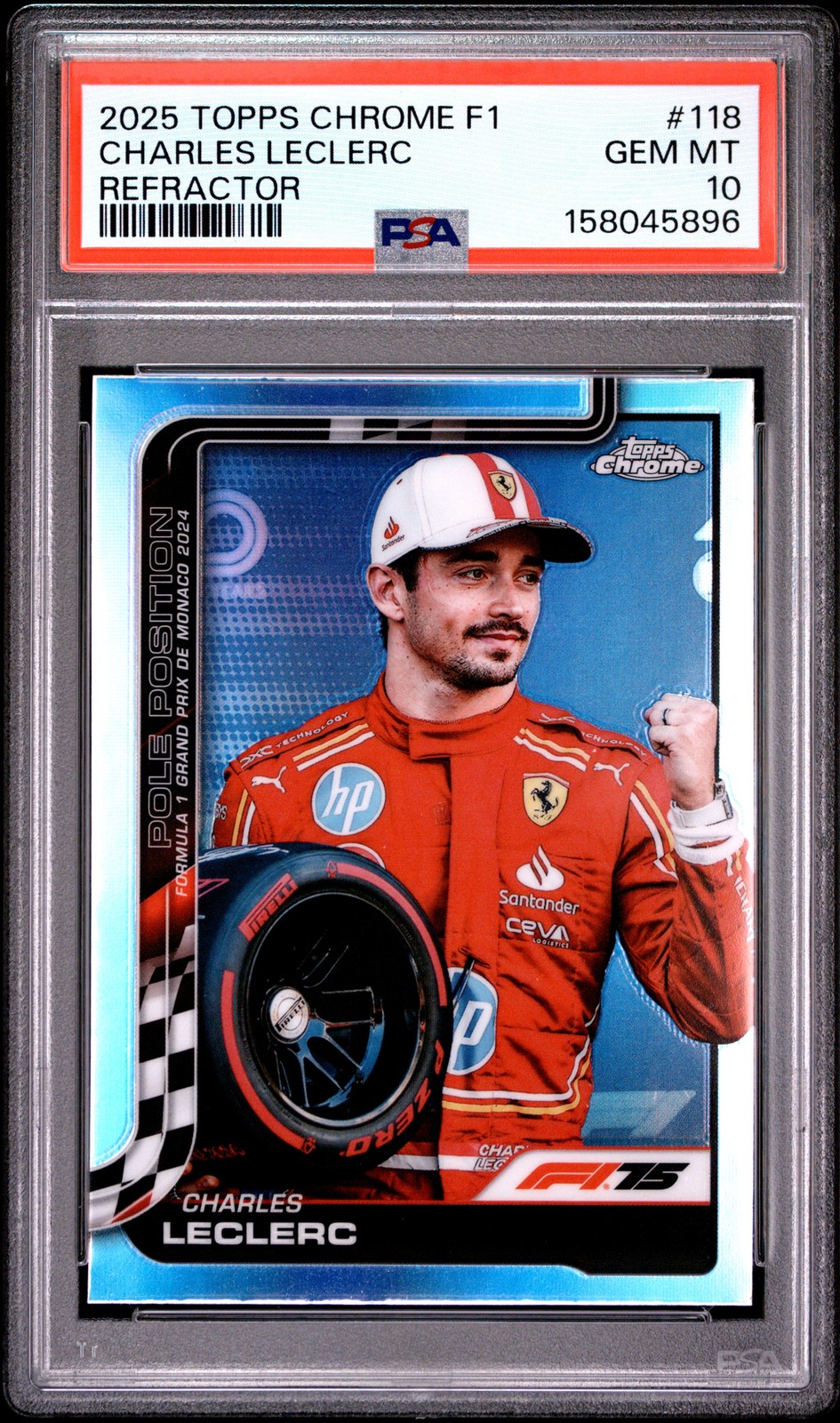 2025 TOPPS CHROME FORMULA 1 REFRACTOR #118 CHARLES LECLERC PSA 10 view 1