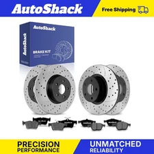 Front Rear Drilled Slotted Brake Rotors Premium Ceramic Pads for Volvo C70