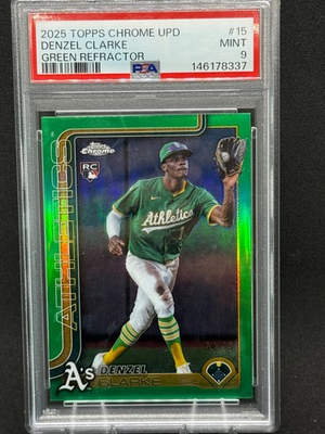 #ad 2025 Topps Chrome #USC15 Denzel Clarke TRUE Green Refractor PSA 9 COLOR MATCH $39.99