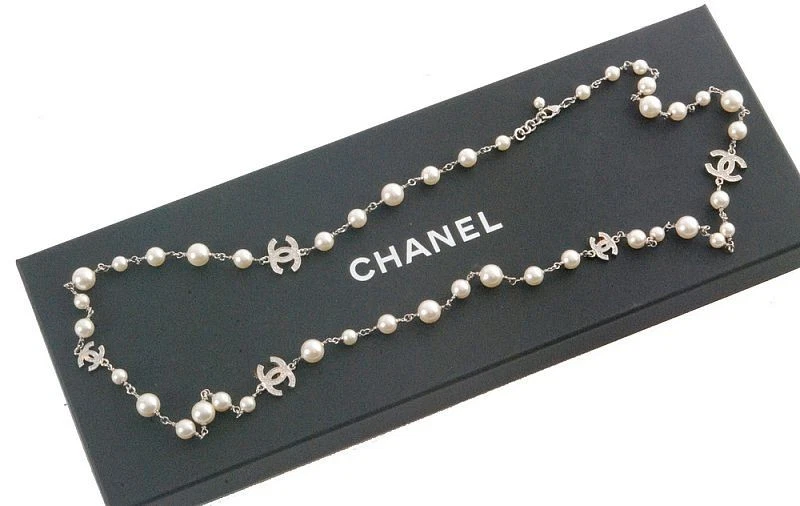 Chanel Foux Pearl Necklace 5 Crystal CC Logo Silver OVP - Bild 2 von 4