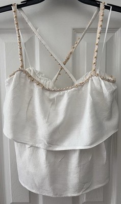 Good Luck Gem Beaded Crop Tank Size Medium NWT