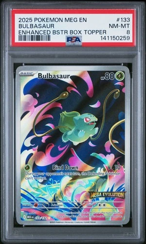 2025 POKEMON MEG EN-MEGA EVOLUTION ENHANCED BOOSTER BOX TOPPER BULBASAUR PSA 8