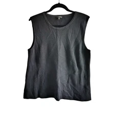 Talbots Womens Size XL Black Sleeveless Tank Top Shirt Soft Work Wear Basic