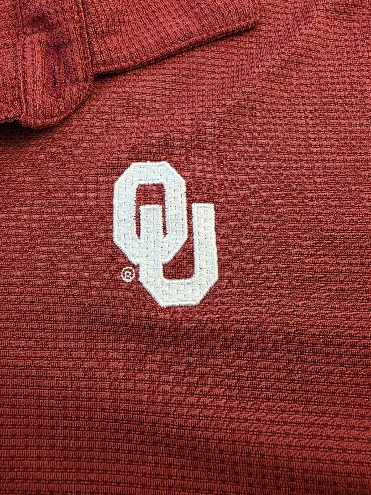 OU Nike Red Dri Fit Polo Men's Medium Boomer Sooner NCAA University of Oklahoma