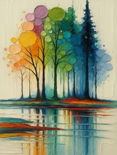 Paint by Numbers Kit for Adults Beginner,Rainbow Trees Adult Paint by Number Kit