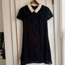 Betsey Johnson Dark Romance Whimsigoth Lace Pearl Collar Dress Coquette Size 10