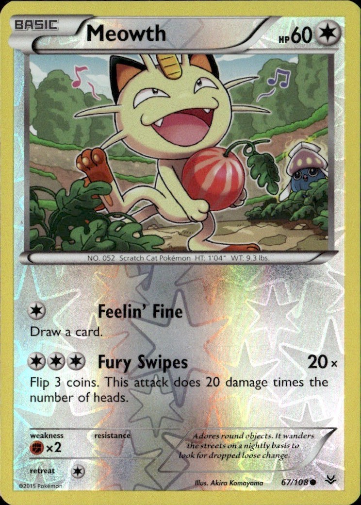 Meowth Reverse Holo Common ROS XY - Roaring Skies 67/108 LP-NM