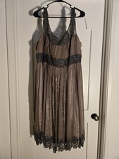 Adrianna Papell Size 22 Soft Brown Beaded Evening Dress