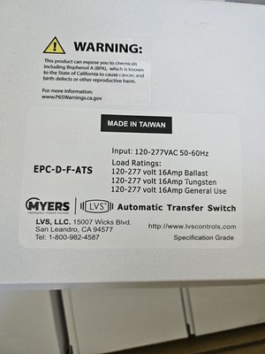 Meyers LVS EPC-D-F-ATS Automatic Transfer Switch New In Box