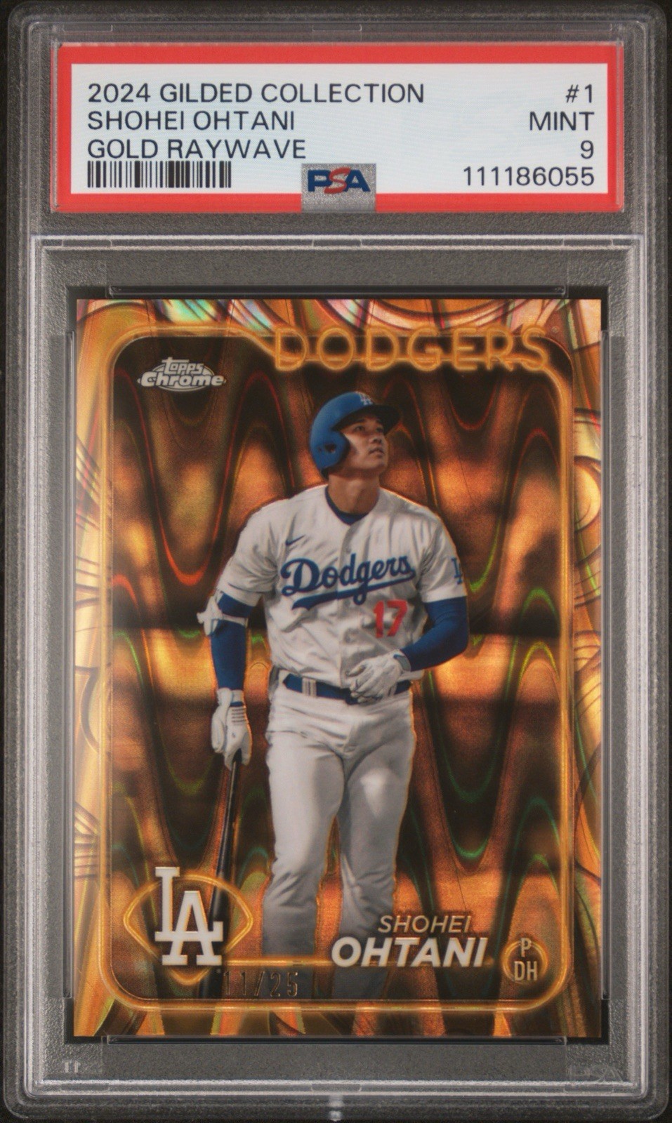 2024 Topps Gilded Collection - Shohei Ohtani #1 Gold RayWave Refractor /25 PSA 9