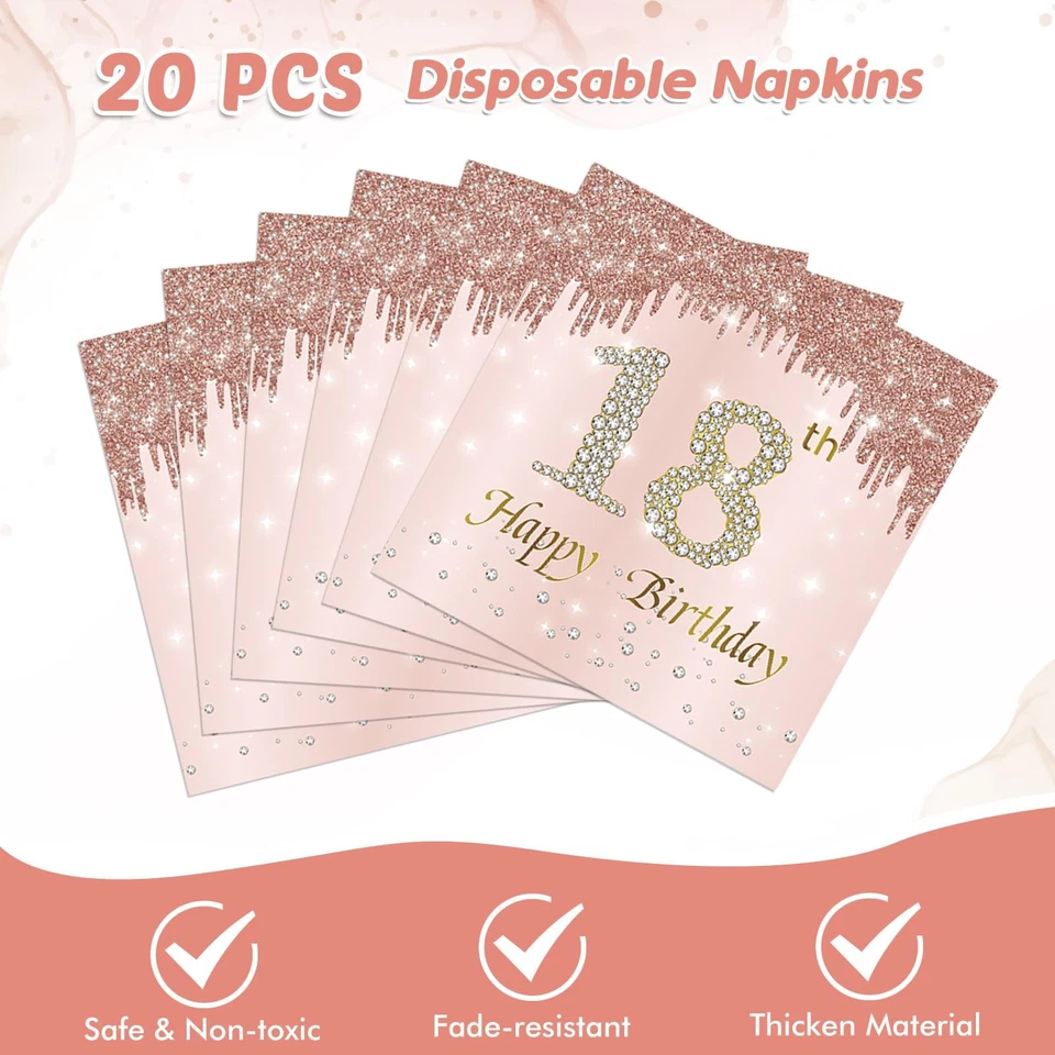 Набор столовых приборов для девочек на день рождения 18 розовое розовое золото тарелки - Изображение 4 из 4