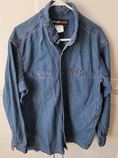 Wrangler Riggs Workwear Blue Denim Long Sleeve Button Down Shirt Men's Sz L