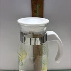 Vintage Pyrex Clear Glass Lemon Lime 1 qt Lemonade Water Juice Pitcher With Lid