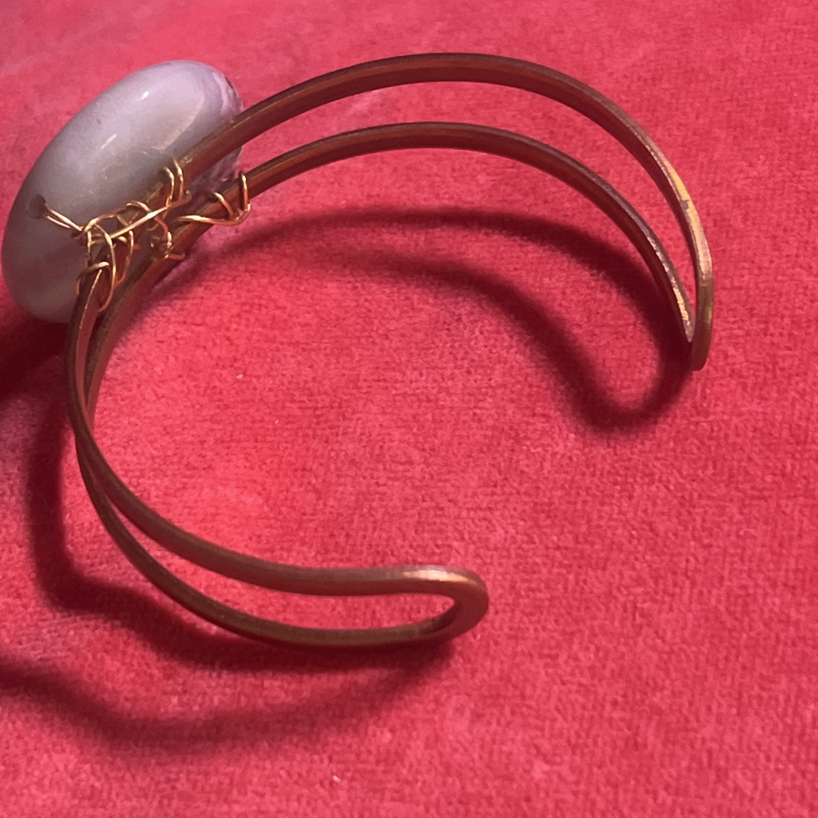 Copper Cuff Bracelet Agate Wired - image 4