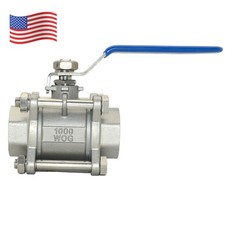 1" inch 3 Piece NPT Full Port Ball Valve Threaded Plumbing stainless steel 304