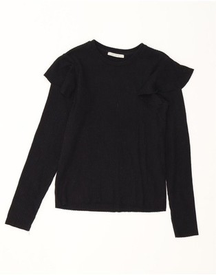 Zara Damen Bluse Top UK 12 Medium Schwarz AK03