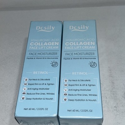 2 Sealed Dcsily Hyaluronic Acid Collagen Face Lift Cream W/ Retinol 60 mL Each 
