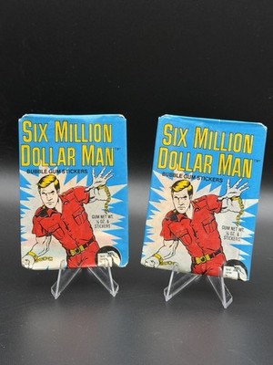Lot (2) Vintage 1975 Donruss The Six Million Dollar Man Factory Sealed Wax Pack