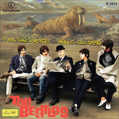 Repro Photo THE BEATLES I Am The Walrus R 5655 PARLOPHONE 7'' Single Size 18x18cm