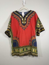 Rubie's Dashiki Tunic Red Multicolored African Shirt Dress Women Male Standard