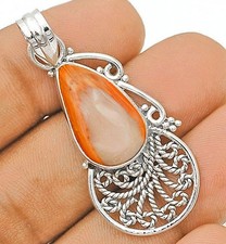 Filigree Natural Polychrome Jasper 925 Solid Sterling Silver Pendant 