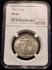1947 D Walking Liberty Half Dollar NGC MS66