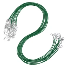 10pcs 18 Inch Waxed Necklace Cord 1.5mm for Jewelry Making, Green