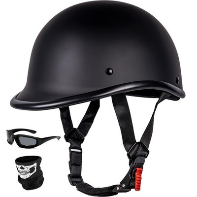 Yesmotor Vintage Motorcycle Half Helmet - Lightweight X-Large, Matte Black 