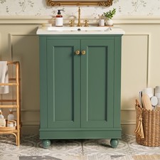 24 inch Modern Bathroom Vanity Cabinet,Bathroom Vanity with Ceramic Sink Green