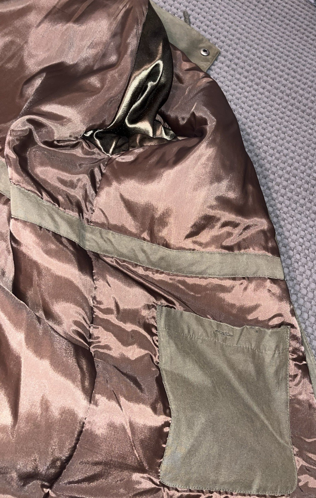 Vtg Towne London Fog  Men's Trench Coat 42 Long Olive  Removable Lining