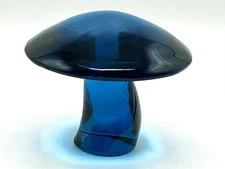 Vintage MCM Viking Art Glass Blunique Bluenique 3” Epic Mushroom