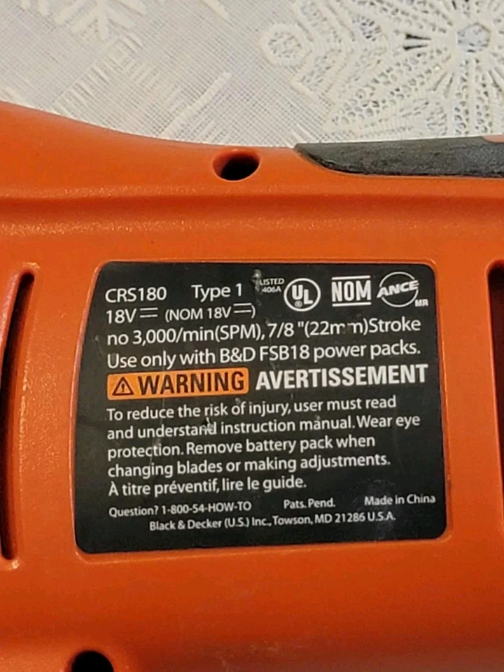 Black & Decker CRS180 FireStorm 18V Cordless Reciprocating Saw  Bare Tool  - Image 3 of 4