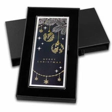 4 oz Silver Colorized Bar - Classy Merry Christmas (w/Box)