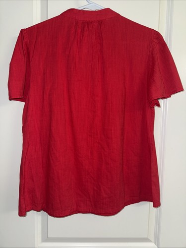 NEW Knox Rose V-Neck Woven Eyelet Top Blouse Shirt Red Small MSRP $30 - Picture 3 of 7