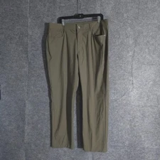 Swiss Tech Mens Golf Pants 38x30 Polyester Flat Front Chino Tan Travel Outdoor