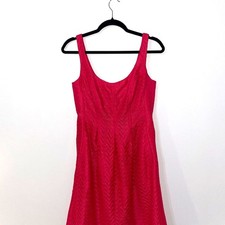 Nine West Hot Pink Chevron Zig Zag Lace Fit and Flare Sleeveless Dress Size 4