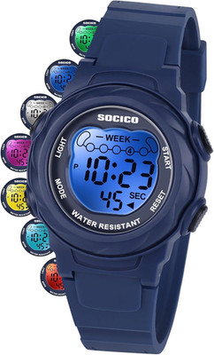 Kids Digital Watches for Girls Boys, 5ATM Waterproof, 7 Color Lights Waterproof 